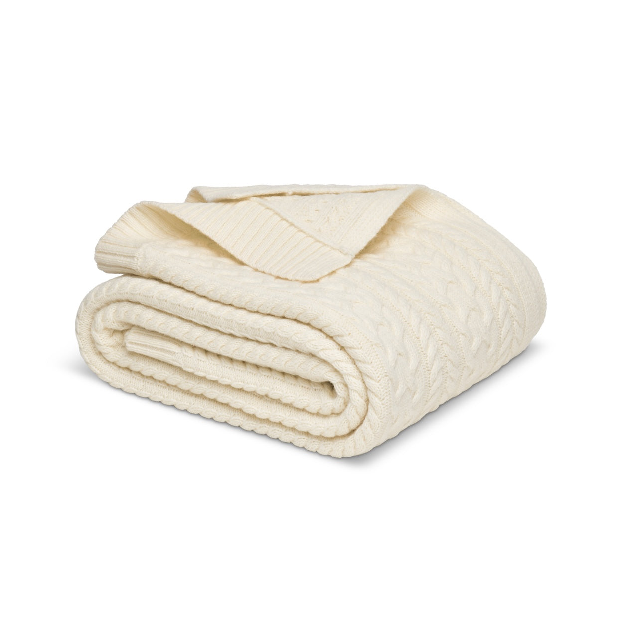 Twister Rope Knitted Blanket-Creamy
