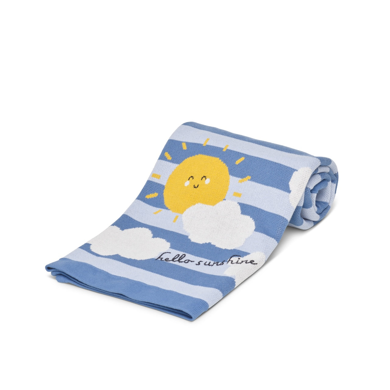 Happy Sunshine Knitted Throw-Pale Blue