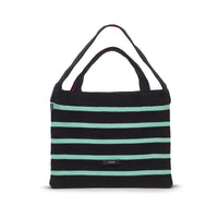 Textured Stripes Knitted Tote-Black