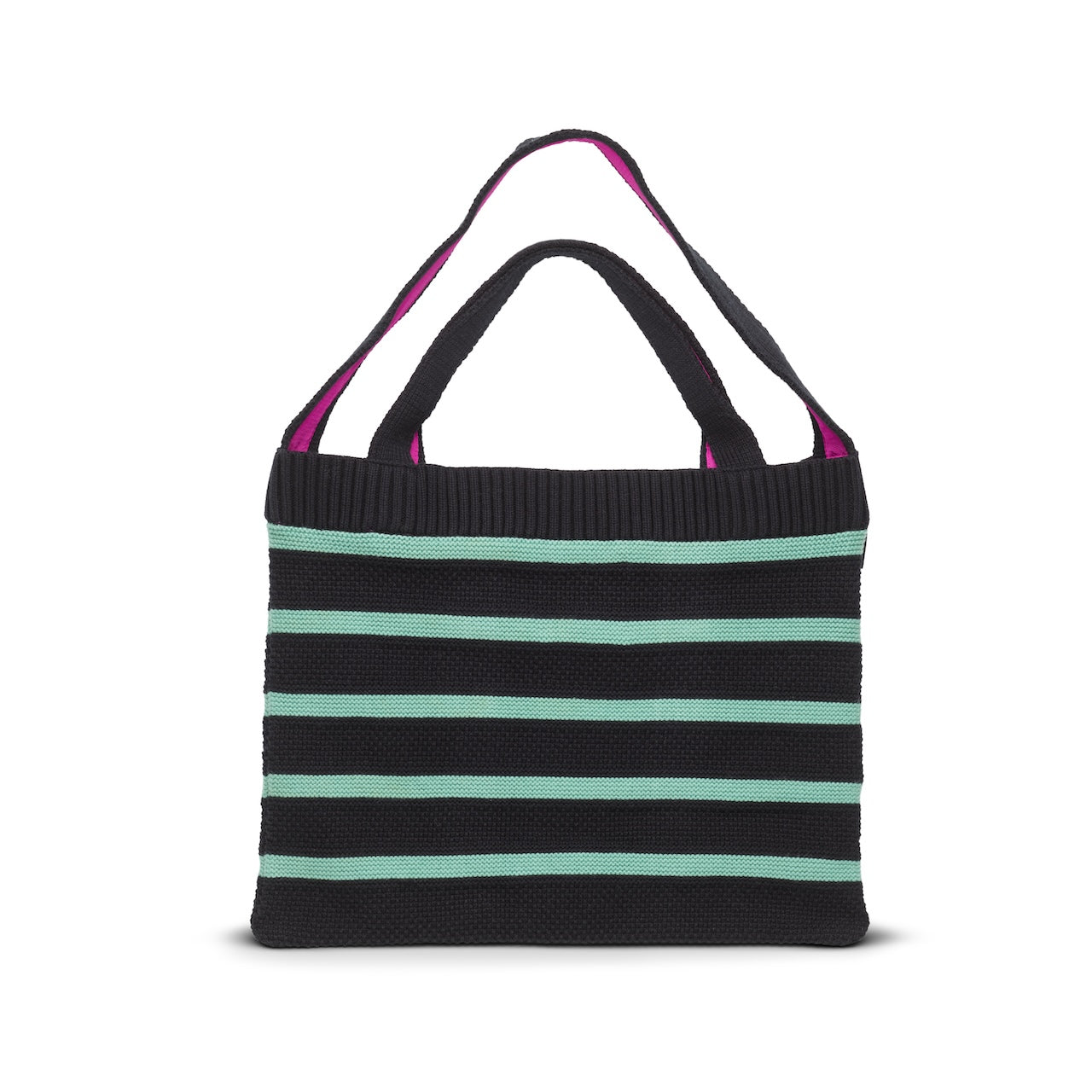 Textured Stripes Knitted Tote-Black