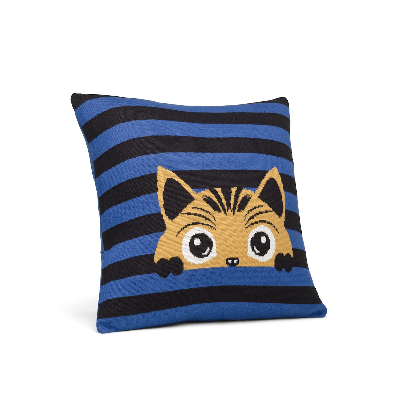 Stripey Spy Knitted Cushion Cover