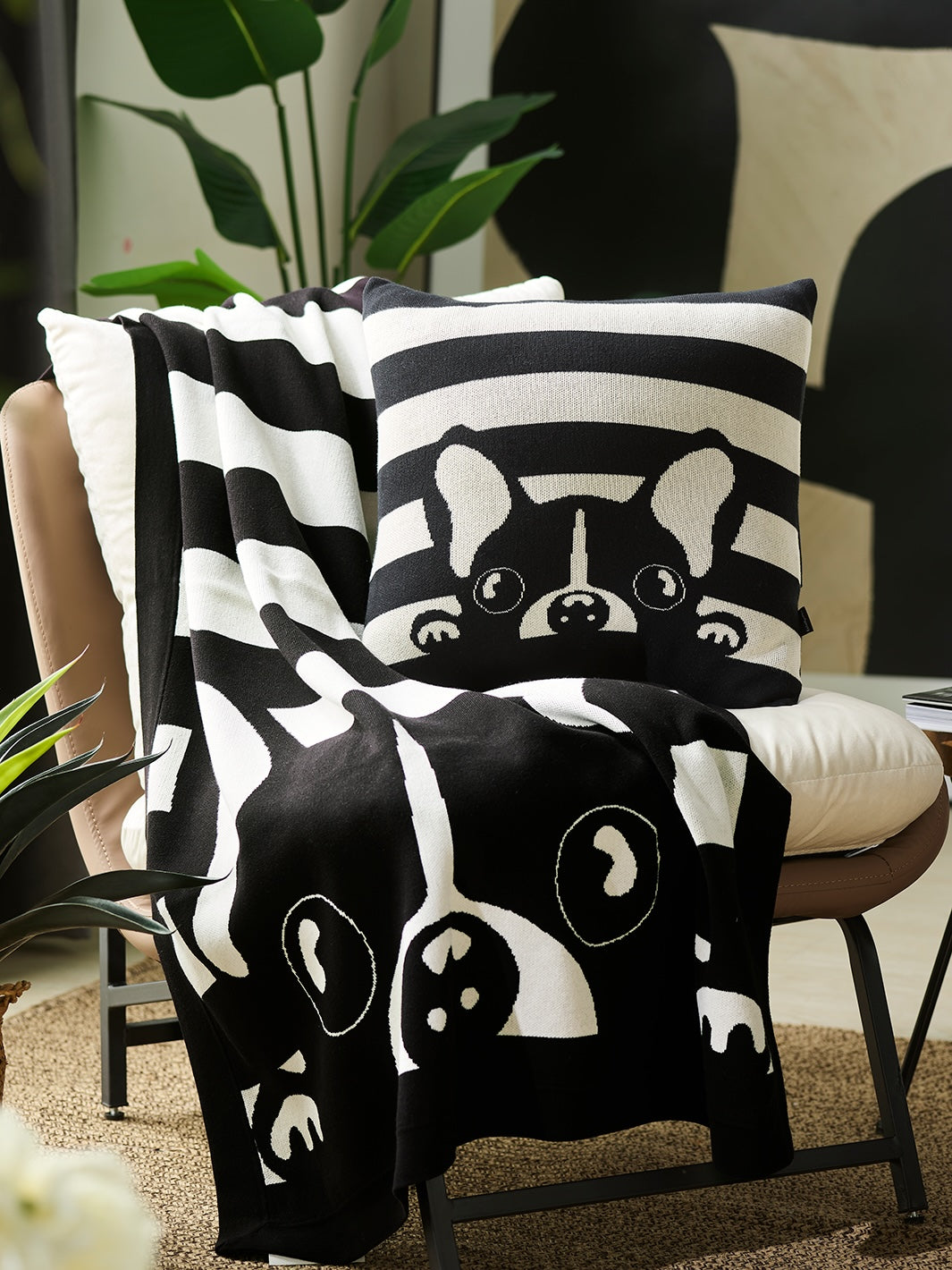 Bonjour Pup Knitted Cushion Cover