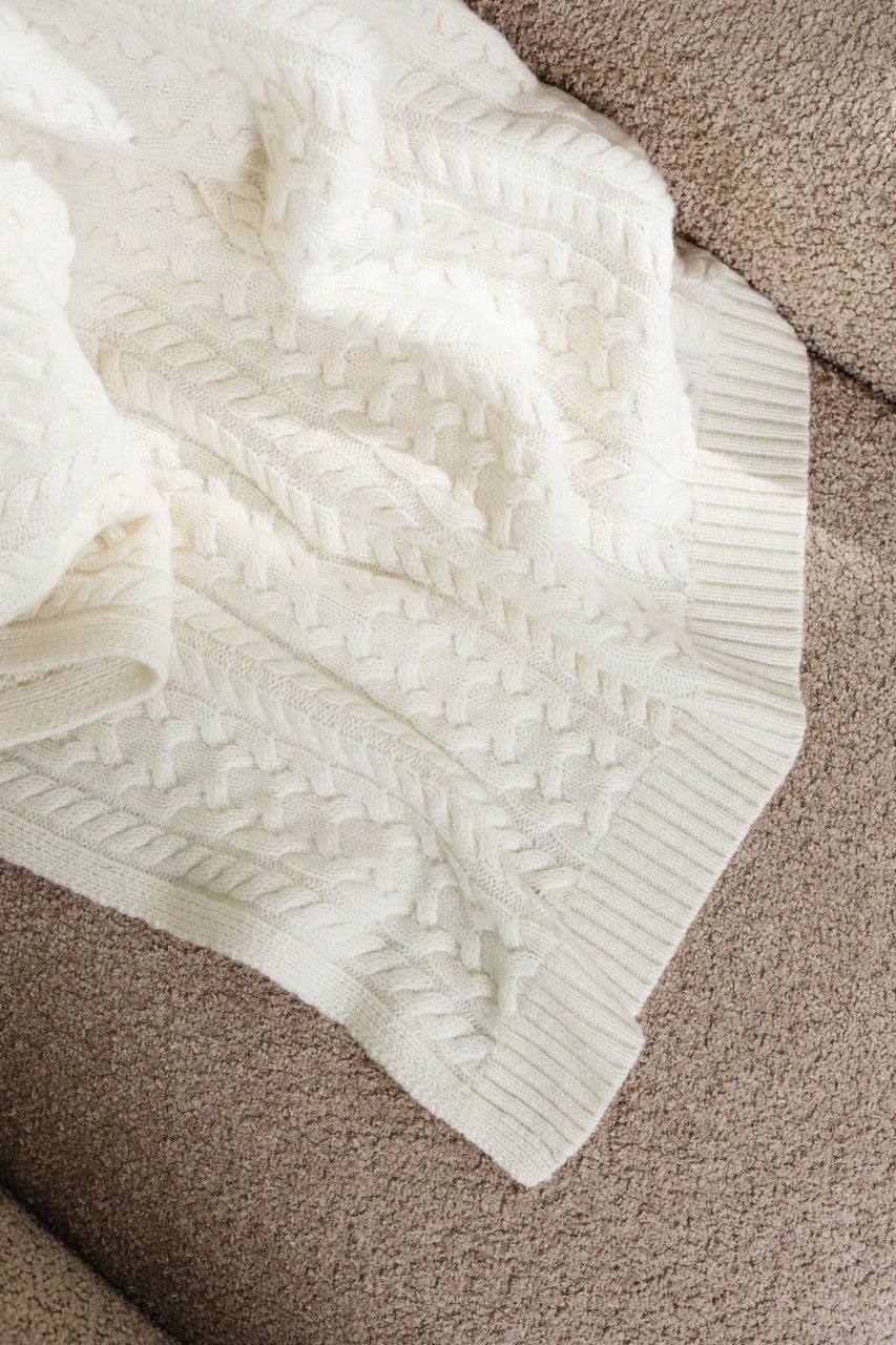 Twister Rope Knitted Blanket-Creamy