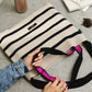 Textured Stripes Knitted Tote-Doe