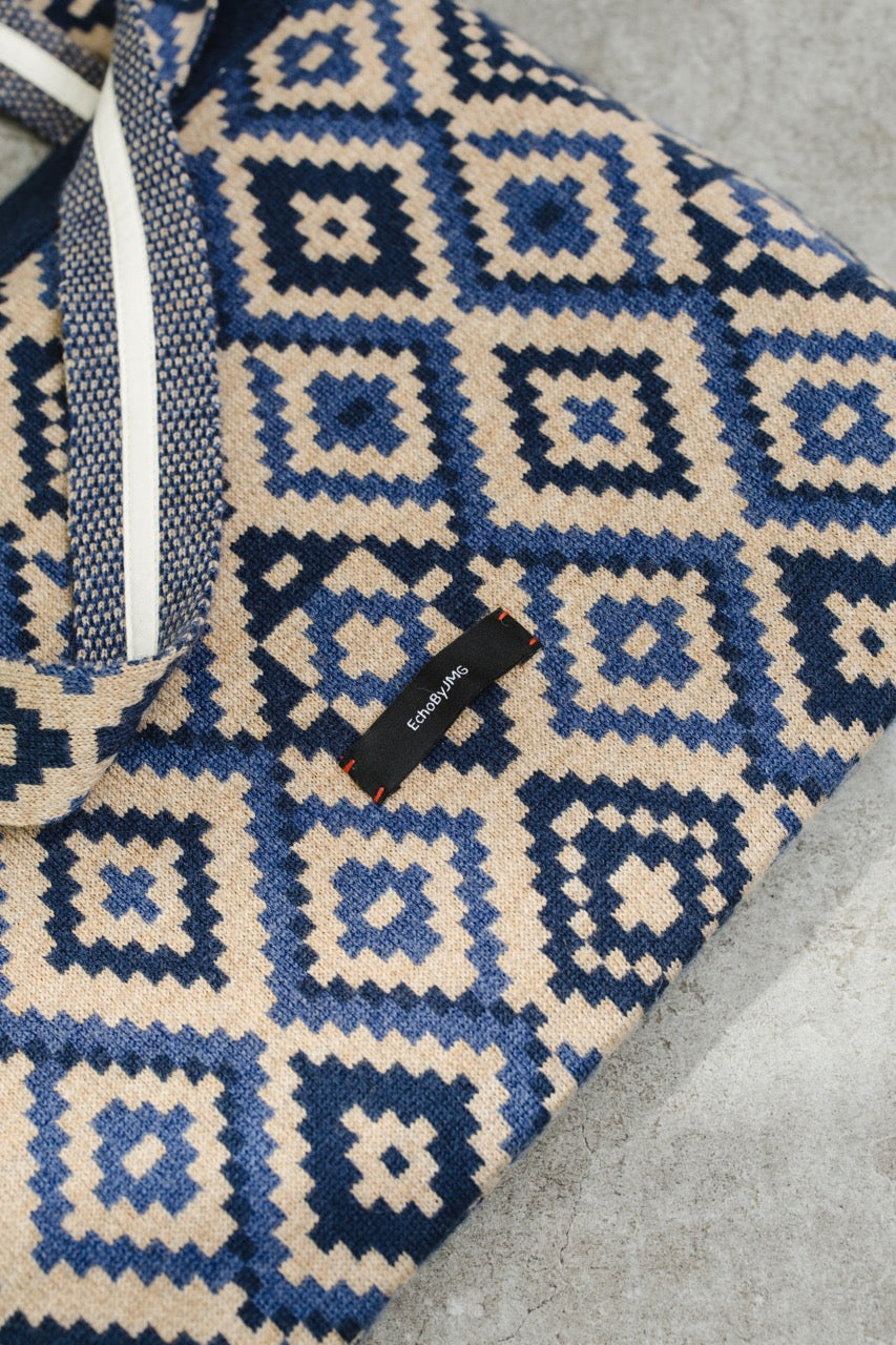 Denim Diamond Knitted Tote