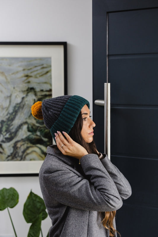 Joyful Pompom Beanie-Ash