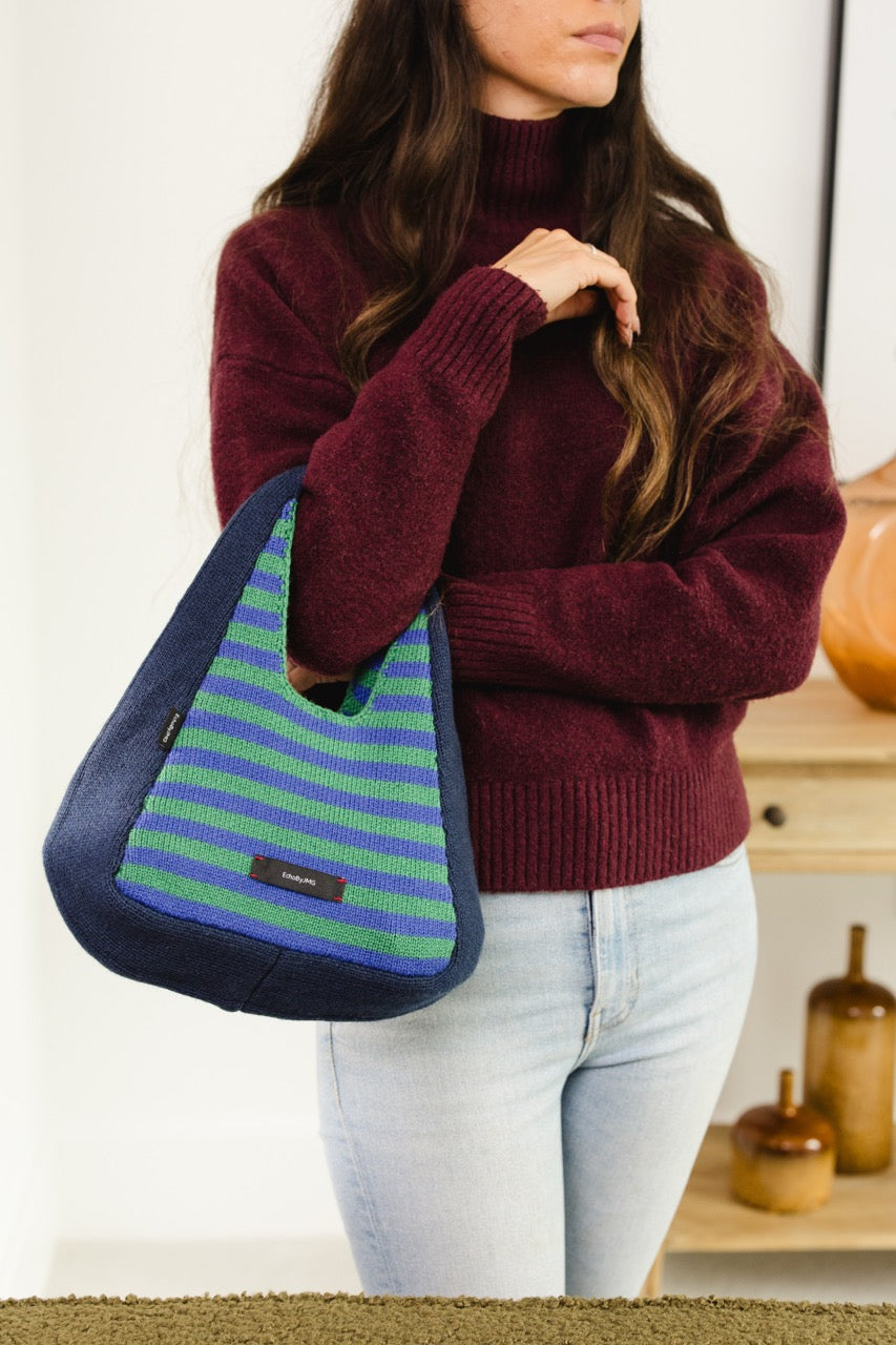 Popcorn Dumpling Knitted Bag-Blueberry