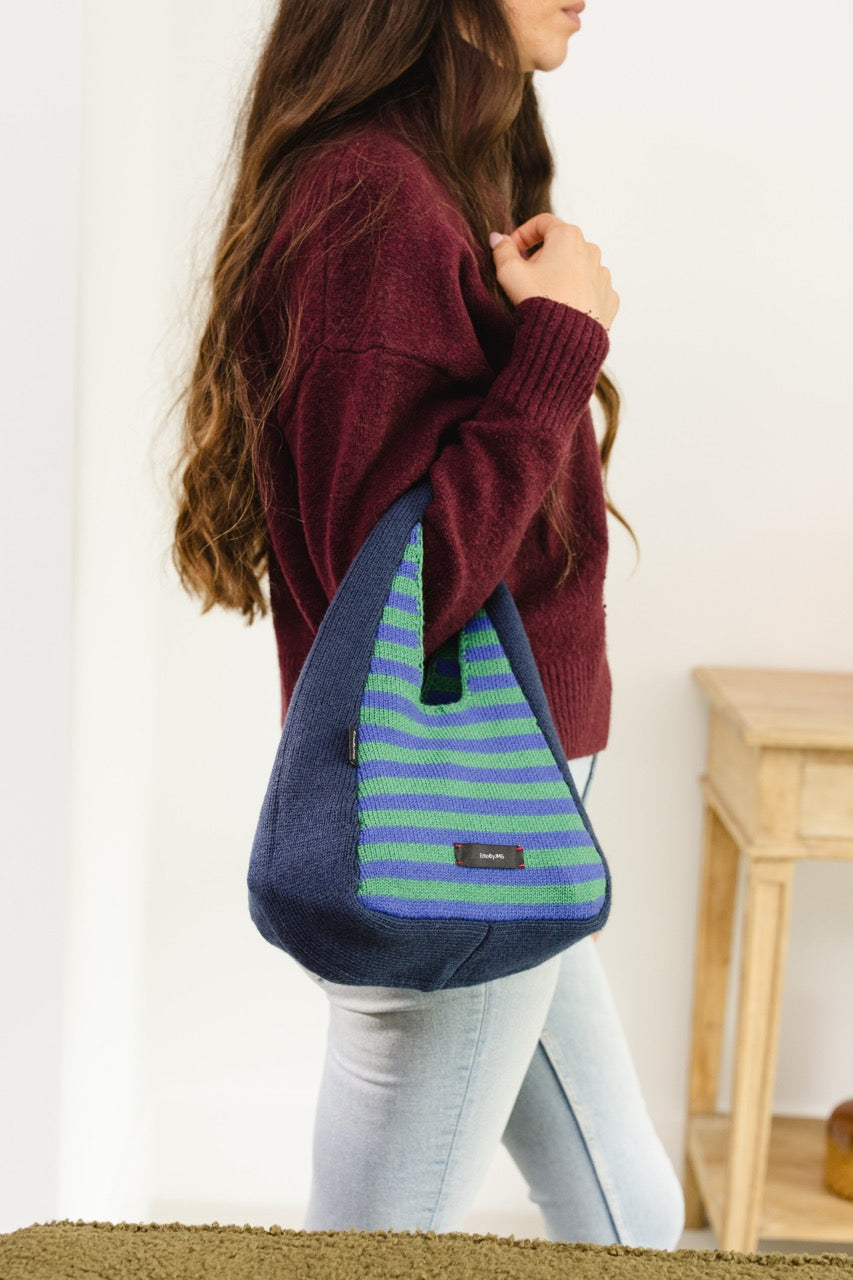 Popcorn Dumpling Knitted Bag-Blueberry