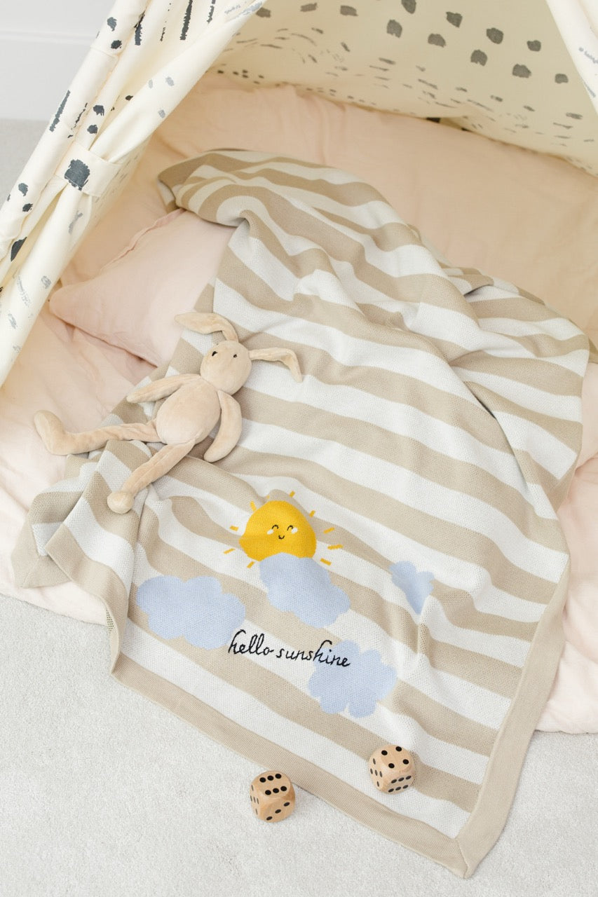 Happy Sunshine Knitted Throw-Cloud