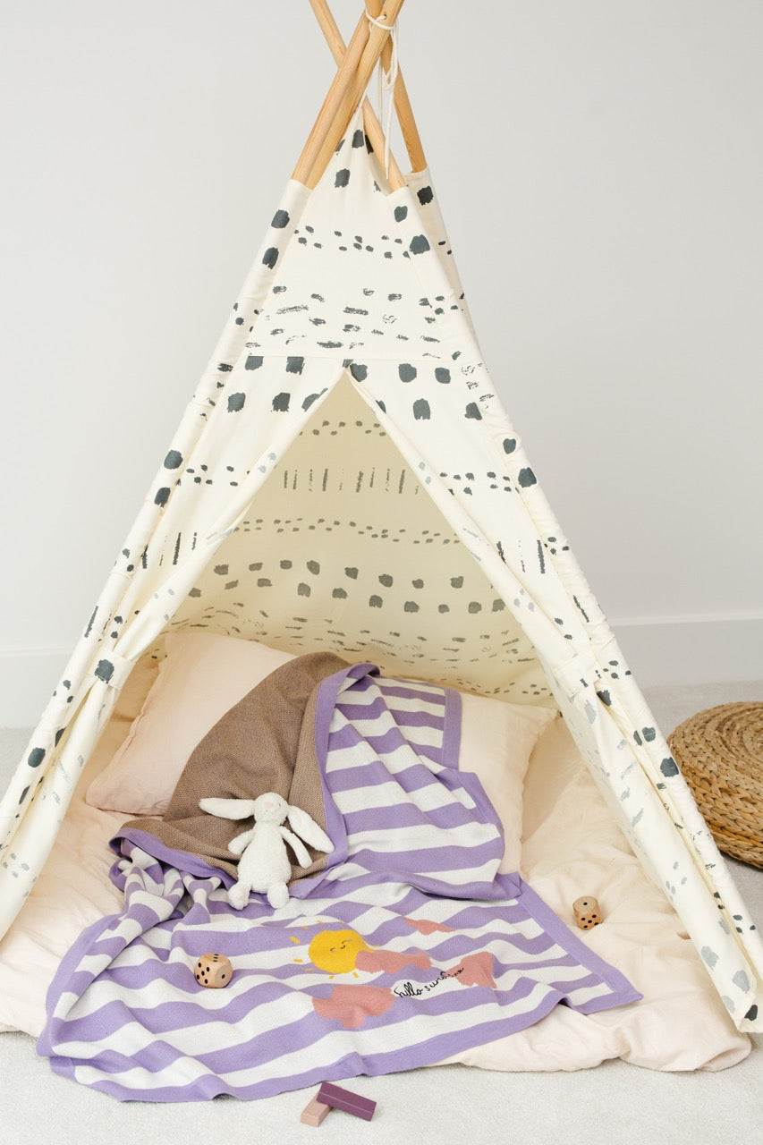 Happy Sunshine Knitted Throw-Cloud-Smoky Mauve