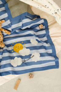 Happy Sunshine Knitted Throw-Pale Blue