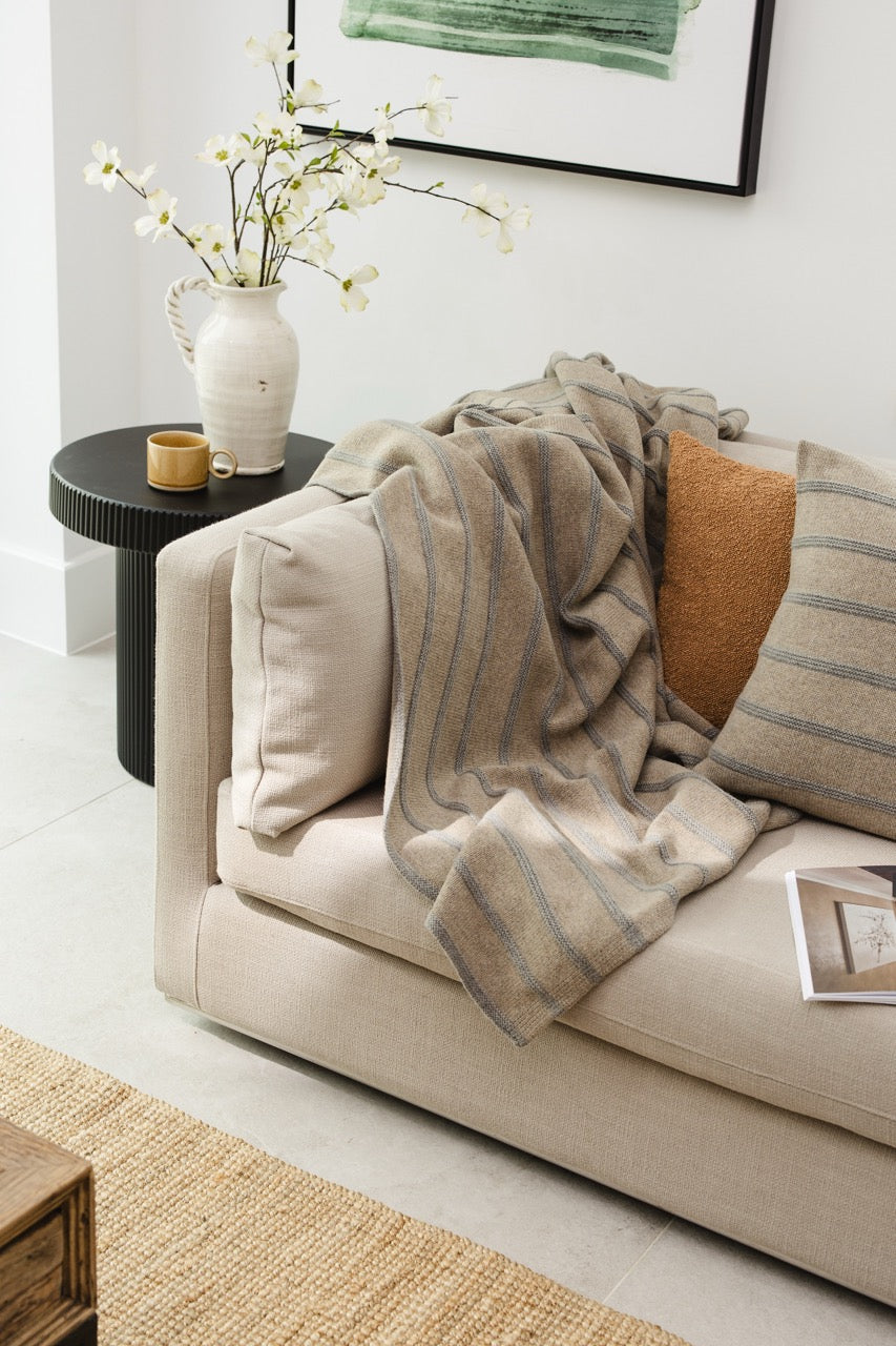 Hills & Valleys Knitted Throw-Oat