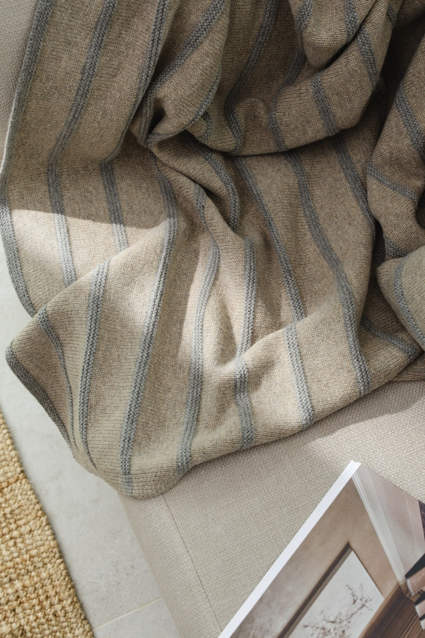 Hills & Valleys Knitted Throw-Oat