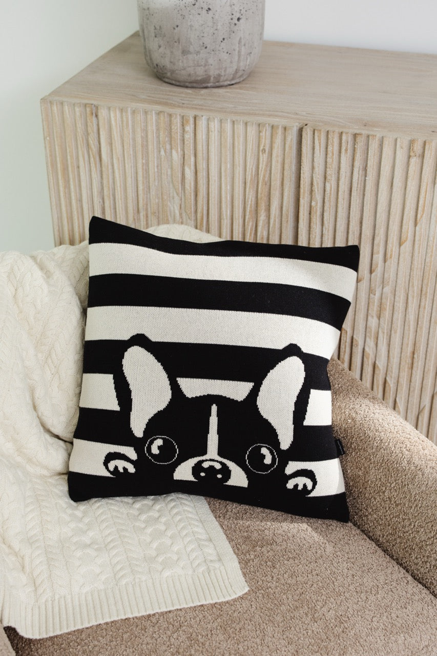 Bonjour Pup Knitted Cushion Cover