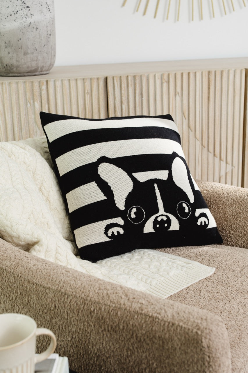 Bonjour Pup Knitted Cushion Cover