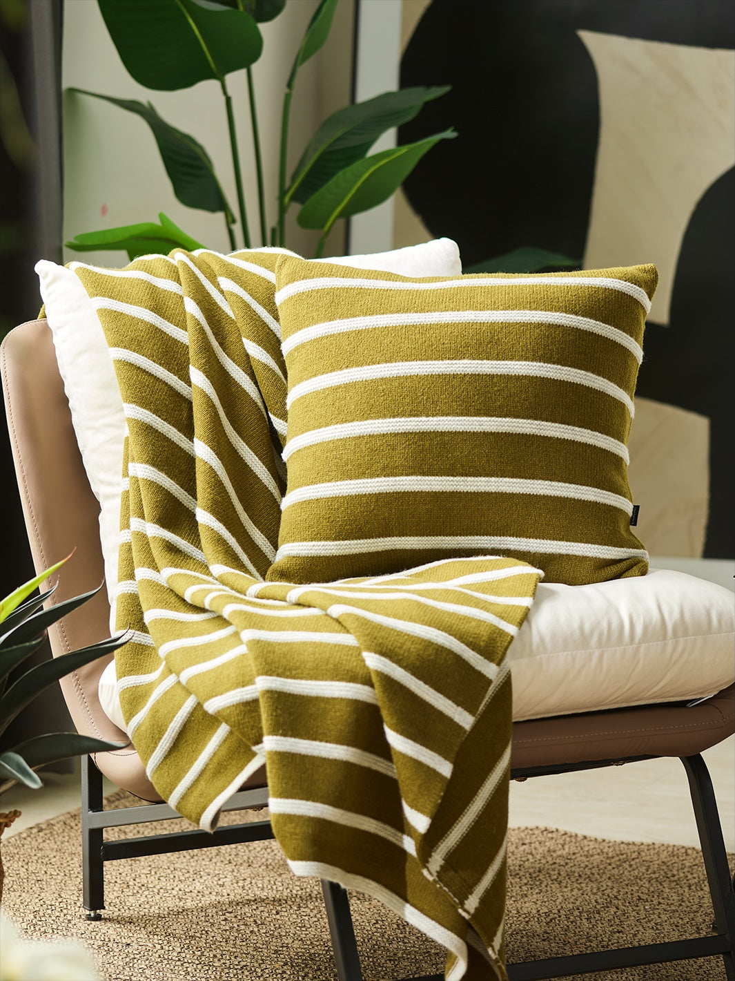 Hills & Valleys Knitted Cushion Cover-Vertiver Green