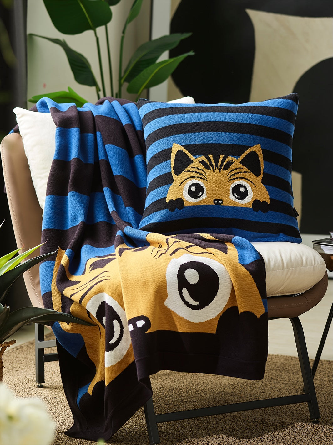 Stripey Spy Knitted Throw